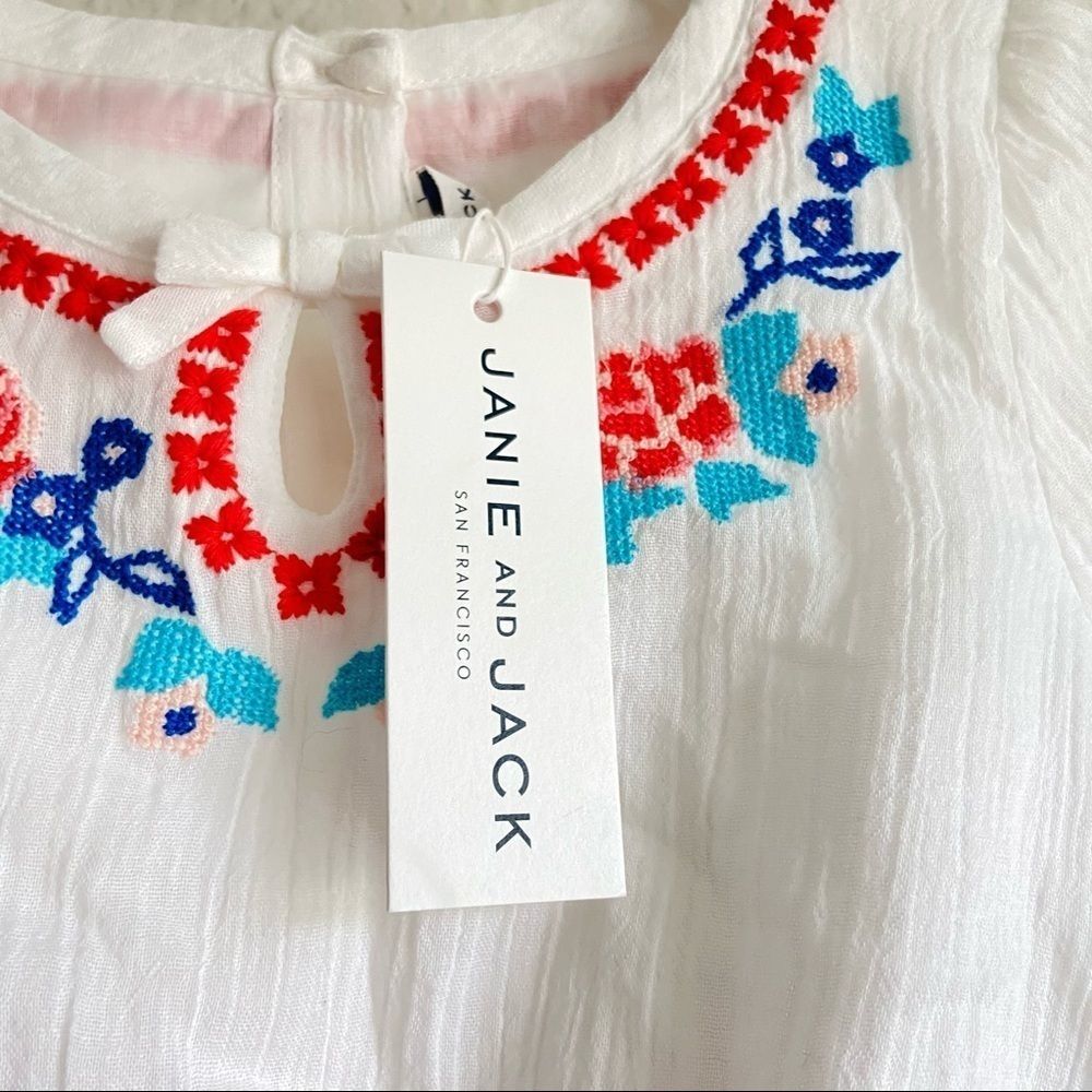 NWT Janie & Jack cotton gauze embroidered dress - Picture 8 of 11